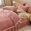 Conjunto de Quatro Peças de Veludo Leite de Alta Qualidade Classe A de Luxo Leve de Alto Peso Conjunto de Três Peças de Cama Espessada de Aquecimento Rápido para Dormitório Estudantil de Inverno