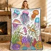 Manta con diseño de mapa de animales transfronterizo, hecha a medida, superventas en Amazon para niños y adultos, manta para pintar y garabatear a mano DIY