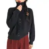 Cárdigan de punto de cuello alto estilo coreano para mujer, nueva temporada 2026, estilo perezoso vintage, sensación de alta gama, abrigo suéter engrosado