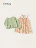 Conjunto de Vestido Tulipán para Niñas Ropa Infantil Youbao Cárdigan de Color Sólido Vestido con Cuello de Muñeca Atuendo Dopamina para Bebé