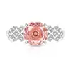 Anillo de Gema de Color Cortada en Rosa de Alta Venta en Transmisión en Vivo con Diamante de Alto Carbono Súper Brillante y Piedra Padparadscha, Disponible para Dropshipping en Douyin