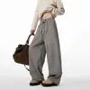 Calças casuais verticais listradas relaxadas estilo americano para homens e mulheres, calças de perna reta fluidas estilo preguiçoso de primavera, calças de perna larga curvas compridas até o chão