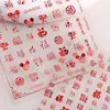 Pegatinas Rojas de Bendición de Año Nuevo para Uñas Adhesivas Planas Bendición Roja Pegatinas de Arte para Uñas DIY Joyería Estilo Dh