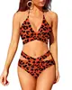 Traje de baño de dos piezas para mujer 2025 Nuevo Europeo y Americano de Color Floral Combinado Cintura Alta Bikini Bikini de Amazon