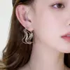 Brincos Grandes Argola com Pedras de Diamante Moda Luxo Leve para Rostos Quadrados e Redondos, Brincos Statement Tendência e Únicos, Acessórios de Orelha da Moda para Atacado