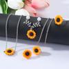Joyería europea y americana más vendida collar de girasol creativo aretes de girasol anillo pulsera de flores fabricantes de cuatro piezas