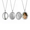 Caixa de foto redonda personalizada com gravação transfronteiriça, caixa de foto oval, colar personalizado, pingente de aço inoxidável com impressão colorida, colar com foto