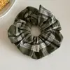 Elástico de Cabelo Scrunchie Xadrez Verde Menta Fresco Estilo Coreano para Meninas, com Acabamento de Luxo, Scrunchie para Penteado de Coque