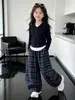 Conjunto de Sudadera y Pantalones para Niña Ropa de Otoño 2026 Nuevo Estilo Ropa de Otoño Estilo Coreano para Niña Conjunto de Dos Piezas Pantalones a Cuadros para Niña