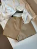 CHAO Recomendado! Estilo Old Money~ Linho Cáqui de Alta Contagem de Fios e Alta Densidade Shorts Femininos Verão Novo Estilo Shorts