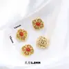 Acessórios de ouro real banhados a cobre incrustados com ágata vermelha do sul natural face de anel de caixa mágica pulseira de contas nuvem traseira acessórios de joias de múltiplos furos DIY