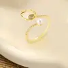Anillo Ladrillo de Diseño Nicho de Alta Gama Lujo Accesible para Mujer Moda Europea y Americana Creativo Zirconia Chapado en Oro Anillo Abierto Ajustable