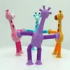 Girafa Colorida Lala Fole Descompressor Tubo Pop com Canudo Girafa Telescópica Puxável Brinquedo de Novidade para Descompressão