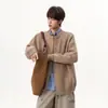 Cardigan suéter retrô estilo americano com zíper duplo, nova coleção de outono, unissex, modelagem solta, top de malha simples com uma vibe relaxada