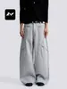 Pantalones Casuales de Pierna Ancha Estilo Retro Americano Fengmei para Hombres y Mujeres Sueltos Adelgazantes Corte 3D Diseño Deconstruido Pantalones Casuales Adelgazantes