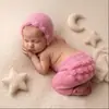 Novo produto transfronteiriço: Fantasia de dinossauro de mohair tricotada à mão para fotografia infantil, suéter para foto de bebê