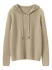 Sudadera con capucha de cachemira pura para mujer, nuevo suéter de cachemira otoño e invierno 2026, suéter base de punto casual holgado