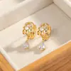 Pendientes de Zirconia Estilo Retro Artístico Europeo y Americano Pendientes de Gota de Agua Atmosféricos Pendientes de Temperamento Femenino Pendientes de Fábrica