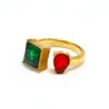 Anillo abierto de cristal de circonita ins europeo y americano de lujo ligero para mujer, nicho, acero de titanio de alta calidad, anillo chapado en oro en stock, venta al por mayor