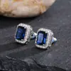 Exquisitos Aretes Cuadrados para Mujer con Incrustación Completa de Diamante y Circonita Verde, Joyería Popular de Venta Caliente Transfronteriza, Stock Listo de Fábrica