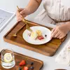 Bandeja de Madeira Maciça Japonesa Prato de Jantar para Casa Restaurante Hotel Prato Retangular de Madeira Prato de Sobremesa Porta-Copos Prato de Armazenamento para Copo de Água