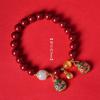 Pulsera de bestia de oro año de nacimiento para mujer una familia de tres año del dragón pulsera de cinabrio imitación para hombres y mujeres regalo de cumpleaños