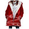Abrigo trench de mujer nuevo de 2023 de venta caliente transfronteriza invierno engrosado estilo europeo y americano patrón navideño abrigo con capucha lote