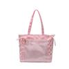 Bolso de Mano Nuevo Estilo Gran Capacidad Hombro Único Lazo Correa de Cinta Transparente Bolso para el Dolor Viajes Diarios Japoneses Bolso Tote