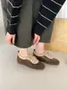 Sapatos Mary Jane rasos de cadarço com sola macia, estilo retrô, bico redondo, para mulheres, outono 2026, sola plana, com cadarço e detalhes em couro genuíno