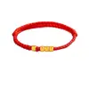 Shuibei Ouro Puro 999 Uma Vida Um Mundo Pequenas Contas de Ouro Fio Vermelho e Dourado Pulseira Fio Joias Transmissão Ao Vivo Fábrica de Origem Atacado