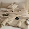 Manta de Felpa de Visón de Alta Gama Doble Cara Gruesa Cálida para Sofá Manta para Siesta en la Oficina Manta