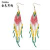 Pendientes de borla larga de temperamento de alta calidad con degradado para mujer, estilo étnico europeo y americano, nicho, tejidos con cuentas de arroz, pendientes para fotos de viaje