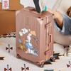 Mala Trolley de 20/ 28 polegadas para Homens e Mulheres, Estrutura de Alumínio, Zíper com Senha, Mala de Couro Moderna para Bordo