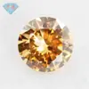 Huagang Gem 5A Redondo Champagne Zircon Pedra Nua Face Sintética Zircônia Cúbica CZ Hao Pedra Pedra Principal