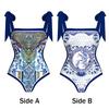 Traje de Baño Europeo y Americano Nuevo de Doble Cara Estampado Retro de una Pieza Estilo Caliente Transfronterizo 2389