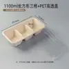 Caixa de Almoço Descartável de Polpa, Caixa de Bolo da Moda com Três Sabores, Caixa Bento Longa Estilo Japonês com Três Compartimentos, Caixa de Sobremesa de Três Peças