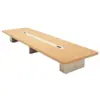 Mesa de recepção e conferência simples com padrão de madeira conjunto de mesa e cadeiras de escritório para negociação mesa de conferência com painel mesa longa mesa moderna