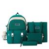 Mochila de cuatro piezas para mujer, nueva mochila simple de color contrastante para hombre, moderna de estilo coreano, ligera, de gran capacidad, mochila escolar para estudiantes