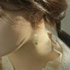 Pendientes de jade hetian natural hechos a mano con placa de incienso repelente de mosquitos, clip para la oreja para mujer, sin orificio para la oreja, pendientes de jade hetian de sensación de alta calidad, temperamento