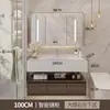 Venta directa de fábrica de juego de gabinete de baño y lavabo de lujo ligero estilo hotel con lavamanos y lavabo de mármol