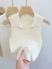 Chaleco de punto sin mangas tejido a mano con cuello polo de estilo coreano y punto de ochos para mujer, nuevo chaleco de color liso para primavera-verano con cuello retorcido y corte ajustado