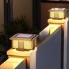 Nova luminária de coluna de aço inoxidável Chinoiserie, luminária solar para áreas externas, à prova d'água, para paisagem, pátio, parede, iluminação de coluna