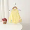 Mameluco dulce de hombros anchos para bebé y niño pequeño, verano super lindo estilo coreano bebé niña sin mangas capullo de flor triángulo mameluco