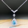 Colar Gota D'água em Prata de Lei S925 Feminino Pingente Aquamaro em Forma de V Forma de Pera Corrente Simples Versátil Estilo Ins Sem Cor