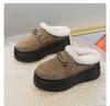 Nuevas Pantuflas Peludas Estilo Birkenstock 2025, Cerradas para Mujer, para Exteriores, Invierno, Suela Gruesa, Retro, Felpa, Negras, Calientes, Zapatos para Mujer