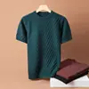 Ropa de Punto para Hombre Más Vendida 2025 Nuevo Manga Corta Marca de Alta Gama de Moda Exportación Camiseta Básica para Hombre Ropa Interior Suéter de Manga Media