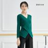 Ropa de Práctica de Yoga para Adulto Camiseta de Manga Larga Cuello Cruzado Top de Danza Latina Ropa de Danza Moderna para el Cuerpo Tela de 230g