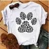 Blusas Femininas Transfronteiriças Patas de Animal Coração Dropshipping Letras Moda Retrô Camiseta Feminina Manga Curta