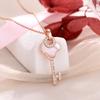 Collar con Colgante de Llave de Plata de Ley S925 con Nácar Blanco para Mujer, Estilo Coreano, Cadena Sencilla Clásica para Clavícula, Cadena de Tulipán