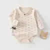 Roupas de Base para Bebê Camada Dupla Proteção Barriga Primavera Outono Body com Fecho Inferior Bebê Classe A Body para Meninos Meninas ins Roupas para Recém-Nascidos